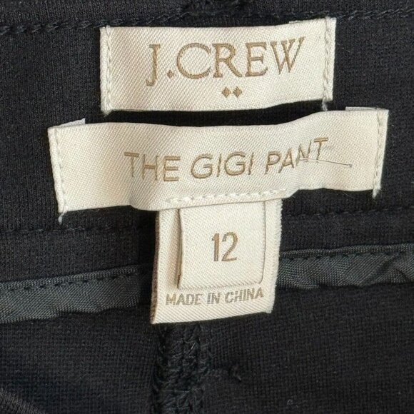 J Crew Gigi Pants faux Leather Trim Black Womens Size 12 Stretch equestrian - Picture 14 of 16